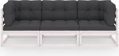 Produktbild von vidaXL 3-Sitzer-Gartensofa mit Kissen Kiefer Massivholz