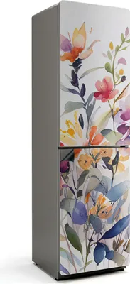 Produktbild von Blumenaquarellmuster – Magnetische Kühlschrank Abdeckung – Dekorfolie magnetisch Küche – Kühlschrank Magnet Deko – selbstklebende Magnettafel – Magnetfolie für Kühlschranktür – 60x205 cm