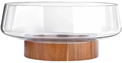 Produktbild von Estia Servierschüssel Salatschüssel Schale 26 cm Küche Tischdeko modern Glas und Holz