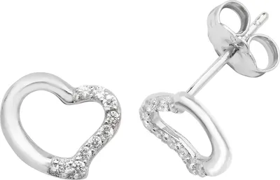 Produktbild von Süße 925 Sterling Silber Herz Damen - Paar Ohrstecker mit Zirkonia - 9mm*9mm; TRS22792