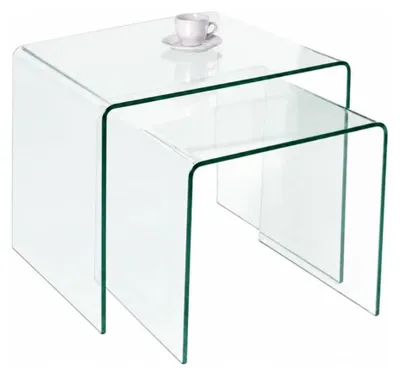 Produktbild von Set von 2 stapelbaren Couchtischen HOLOW aus klarem gehärtetem Glas – Modernes Design