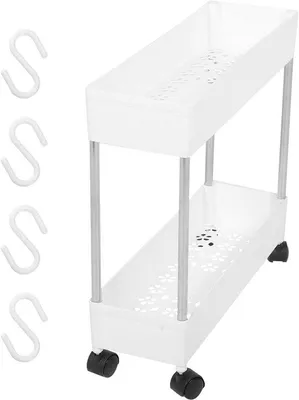 Image de Chariot à outils à deux niveaux, multifonctionnel, blanc, en plastique