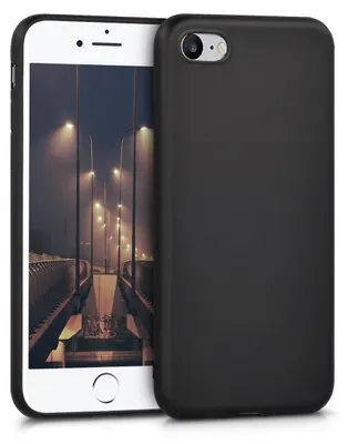 Produktbild von kwmobile Handyhülle für Apple iPhone SE (2022) / SE (2020) / 8 / 7 Hülle - Silikon Case metallisch schimmernd - Schutzhülle Cover - Metallic Schwarz