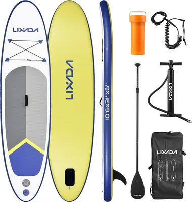 Obrázek produktu pro Stand-up paddleboard 320 cm s pumpou Leas, protiskluzový nafukovací surfovací prkno na pláž, vodní lyžování, stand-up paddling, rybaření a jógu