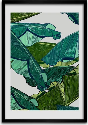 Produktbild von Bild - Bilderrahmen - Foto - 70 cm x 100 cm - MDF - Rahmen - Wandkunst - Bananenblätter