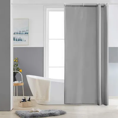 Produktbild von Schmaler Duschvorhang Polyester Grau 90x180 Wasserabweisend & Waschbar