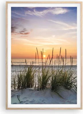 Produktbild von Gerahmtes Poster - Rahmen in heller Eiche - Westen Sonne Strand - 70x100 cm - Wand Bild - Wanddeko - Wandbilder - Wandposter - Bilderrahmen - Bilder - Kunstdruck - Wandbild - P2NPA70x100-4201