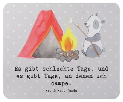 Produktbild von Mr. & Mrs. Panda Mauspad Panda Campen - Grau Pastell - Geschenk, mousematte, Zelten, Mouse Pad, pc, Campingplatz, Mousepad, Camping, gehen