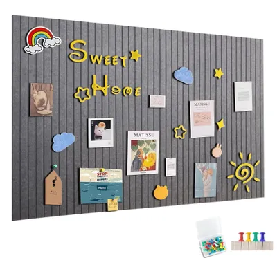 Productafbeelding van Grote vilten prikbord, 120 x 90 cm, zelfklevend, donkergrijs