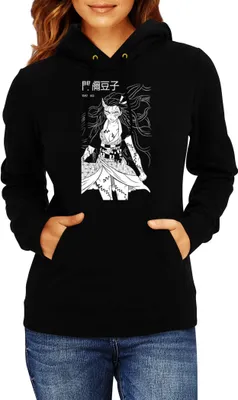 Zdjęcie produktu dla Damska Bluza Z Kapturem Demon Anime Slayer Nezuko Kamado 011, Lady L / Czarny