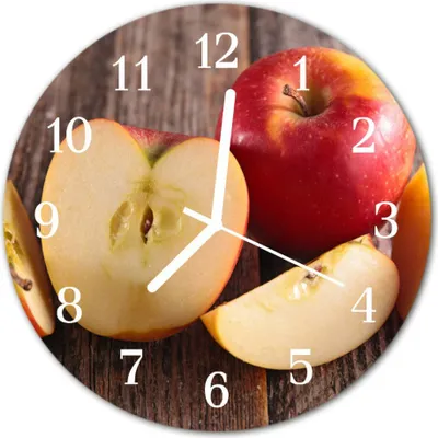 Produktbild von Glasuhr Wanduhr Küchenuhr Echt-Glas 30fi cm Apfel  rot