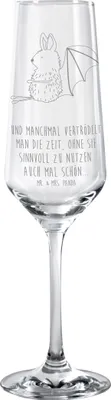 Produktbild von Mr. & Mrs. Panda Glas Fledermaus Sitzen - Transparent - Geschenk, Entspannen, Sektglas, Schaumweinglas, mit Gravur, Fledermäuse, Motivation, Trinkglas, Lustige Sprüche