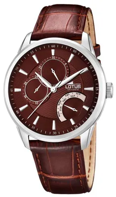 Produktbild von Lotus Herrenuhr 15974/3 Armbanduhr braun Lederarmband Chronograph