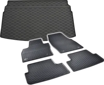 Produktbild von Gummi Fußmatten + Kofferraumwanne Set für VW T-Cross Typ C1, Bj. 4/2019-