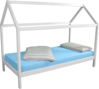 Produktbild von Hausbett Kinderbett Kiefer massiv weiß lackiert 90 x 200 Hytte 1 ohne Rollrost