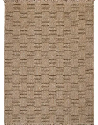 Immagine prodotto di Tappeto da interno ed esterno, motivo a scacchi, aspetto simile alla juta, color beige, dimensioni 190x290 cm