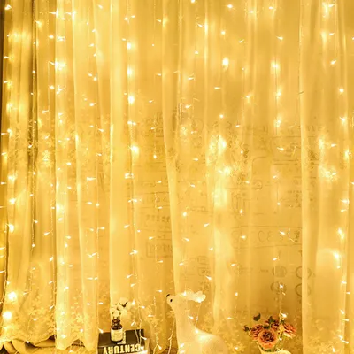 Produktbild von 2x2M 192 LED Eiszapfen Lichtervorhang USB Lichterkette für Fenster Party Hochzeit Weihnachten Garten Deko, Warmweiß