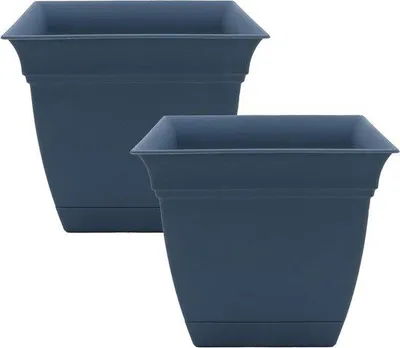 Immagine prodotto di Vasi da 12" blu con sottovaso per fiori ed erbe aromatiche