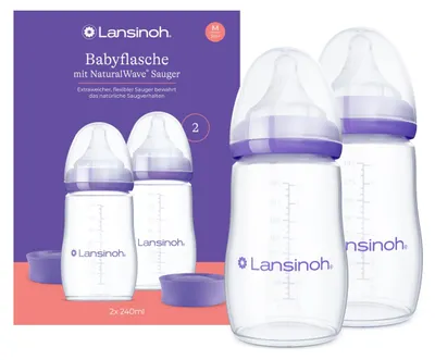 Productafbeelding van Lanisnoh PP-flesjes, 2 stuks, 240 ml, met natuurlijke speen
