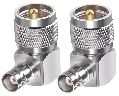 Koaxialadapter UHF-Stecker auf BNC-Buchse, 90°, 2 Stück
