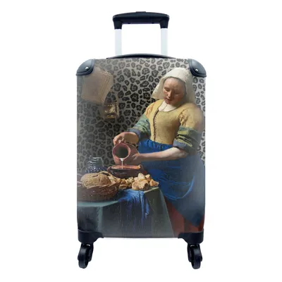 Produktbild von MuchoWow® Koffer Handgepäck Trolley Rollkoffer Kleine Reisekoffer mit 4 Rollen - Milchmädchen - Kunst - Pantherdruck - Vermeer - Gemälde - Alte Meister - Cabin Size < 55x40x23 cm & 55x40x20 cm - Fotokoffer - Kabinenkoffer - Boardgepäck - Reise-Box - Reisekoffer - Reisegepäck - Koffer mit Bild - Trolley für Kinder