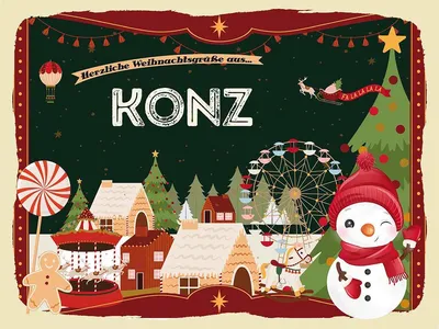 Produktbild von vianmo Holzschild 30x40 cm Weihnachtsgrüße aus Konz Weihnachten Fest