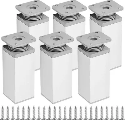 Produktbild von Verstelbare Aluminium-Stoelpoten - Set van 6 - 60mm Höhe, 40mm Durchmesser - Für Stühle Tische Schränke Bänke.