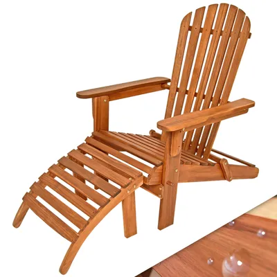 Immagine prodotto di Casaria Sedia Prendisole Adirondack Inlc. Poggiapiedi Legno Acacia Sdraio Mare Pieghevole Giardino