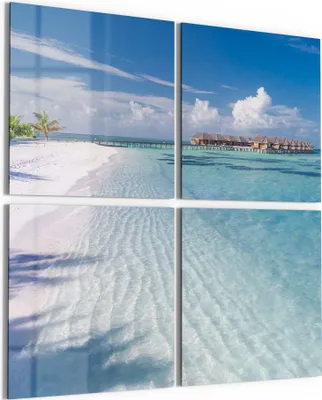 Produktbild von DEQORI Glasbild Echtglas 4x50x50 cm 'Flitterwochen-Paradies' Wandbilder XXL groß