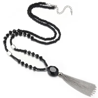 Produktbild von Bulinlin Lange Perlenkette Damen mit Quaste - Y-Kette Modeschmuck Lang Halskette
