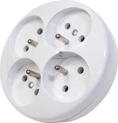 Image de Multiprise 4 prises - Ronde - Blanche - Avec mise à la terre - Pratique pour la maison