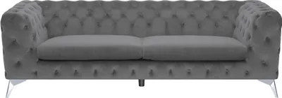 Produktbild von BELIANI Sofa Grau Samtstoff 3-Sitzer Chesterfield Stil Klassisch Wohnzimmer