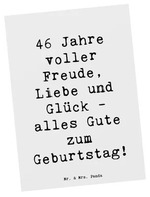 Produktbild von Mr. & Mrs. Panda Ansichtskarte Spruch 46. Geburtstag - Weiß - Geschenk, Geburtstagserinnerungen, einzelkarte, Postkarten, Geburtstagsideen, Ansichtskarten, 46 Jahre