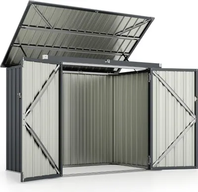 Produktbild von Mülltonnenbox für 2 Mülltonnen Müllbox aus Verzinktem Metall Müllhaus mit 2 Türen