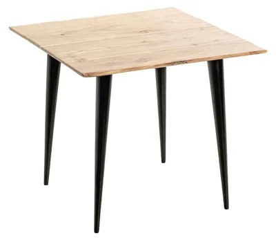 Beistelltisch Acacia massiv, Metall, schwarz, 46x46x41 cm