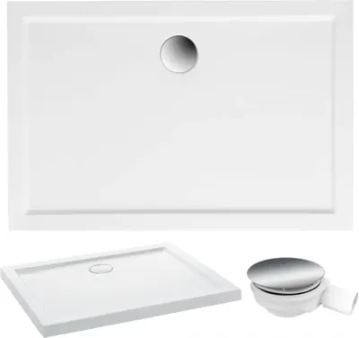 Zdjęcie produktu dla Brodzik akrylowy posadzkowy GOLIAT 90x80 cm, biały, nowoczesny design, syfon gratis, marka Polimat