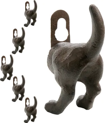 Produktbild von Wandhaken aus Gusseisen - Hund / 6er Set - Garderoben Haken Hundepopo
