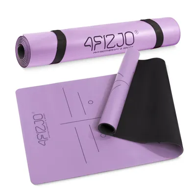 Produktbild von 4FIZJO Fitnessmatte mit Tragegurt, 183x61x0,4 cm, Naturkautschuk PU, Rutschfest, Violett