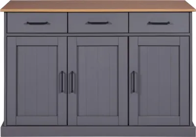 Produktbild von FURNARO Kommode Anrichte Ebbe Oak Colori Massivholz Grau Eiche 131 x 45 x 86 cm
