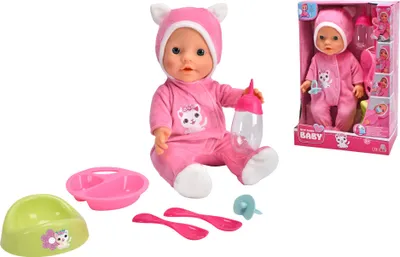 Produktbild von SIMBA Neugeborenes Babypuppe mit Katzenpyjama & Zubehör