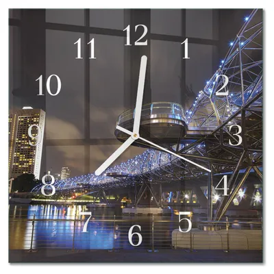 Produktbild von Tulup Glasuhr Wanduhr Küchenuhr Echt-Glas 30x30 cm Modern Dekorativ Geräuschlos Weiße Zeiger - Nacht