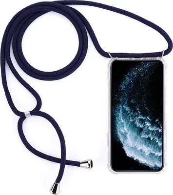 Produktbild von Mobigear Lanyard iPhone 11 Pro Max Flexibles TPU Handykette - Transparent / Blau