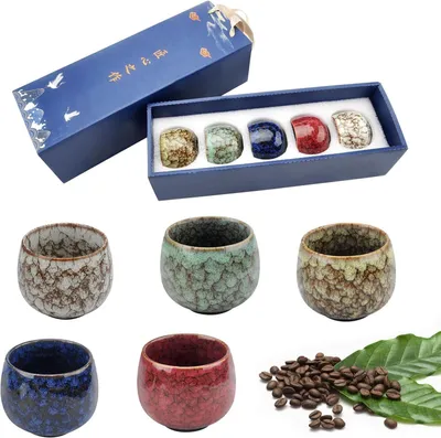 Image de Ensemble de 5 tasses à expresso en céramique, multifonctionnelles