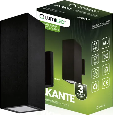 Zdjęcie produktu dla Lampa Ogrodowa Zewnętrzna Kinkiet Elewacyjny GU10 LED IP65 AKANTE LUMILED
