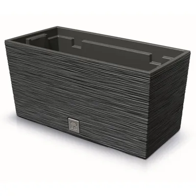 Obrázok produktu pre Květináč Dláto vzor Balkón 39,5x18,5x19,5 cm antracitová s vložkou