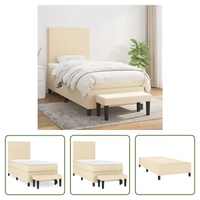 Produktbild von The Living Store Boxspringbett mit Matratze Creme 90x190 cm Stoff
