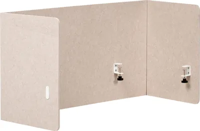 Produktbild von BELIANI Schreibtisch Trennwand Beige Stoff PET Kunststoff 120 x 60 cm Gesamter Schreibtisch zum Klemmen Schallschutz Sichtschutz Büro Homeoffice