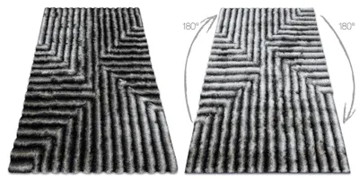 Zdjęcie produktu dla Dywan shaggy FLIM 010-B3 nowoczesny, Labirynt - Strukturalny, czarny / szary 160x220 cm