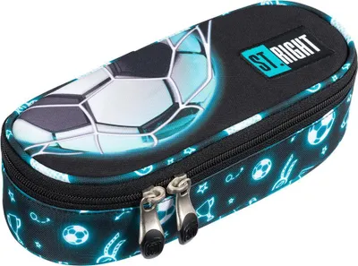 Zdjęcie produktu dla Piórnik saszetka usztywniana Neon Football z klapką wewnętrzną