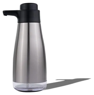 Image de Distributeur de savon en acier inoxydable, 440 ml, finition argentée, pour la cuisine